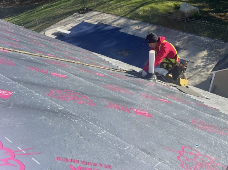 Roof replacement in progress